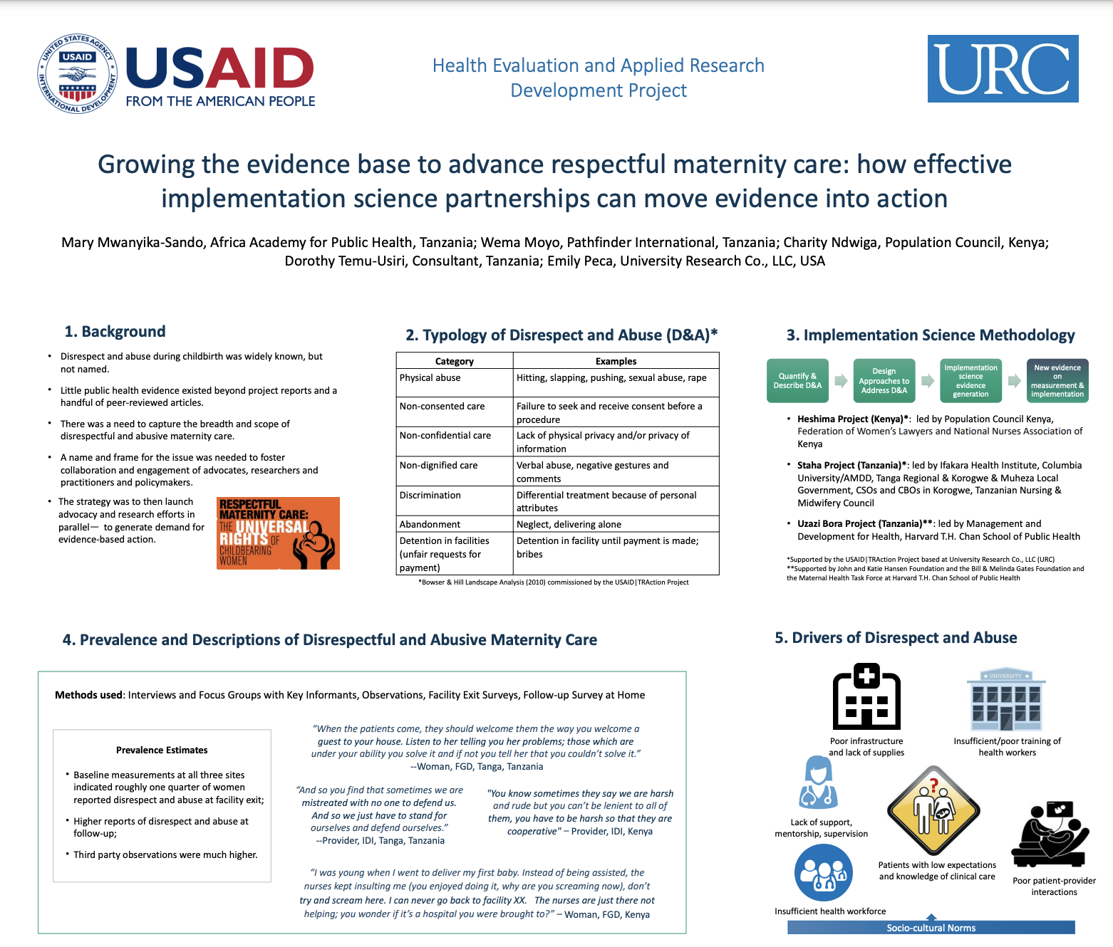 Growing the evidence base to advance respectful maternity care poster