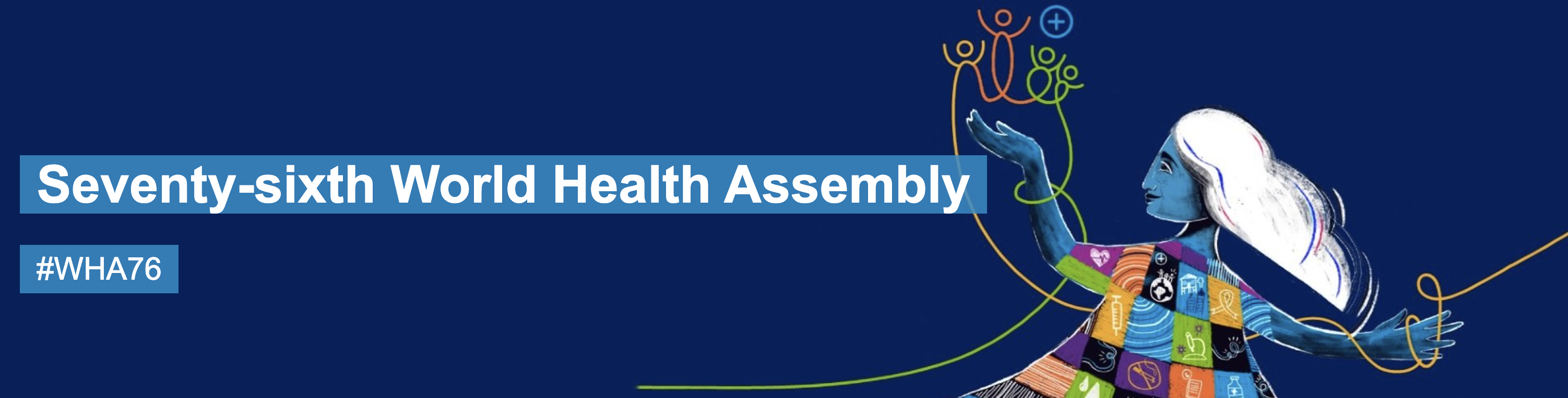 Seventy- Sixth World Health Assembly banner